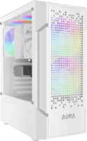 Gamdias Aura GC7 ARGB Midi Torony Számítógépház + 3db 120mm ventilátor - Fehér