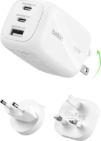 Belkin BoostCharge 2xUSB-C/1xUSB-A Hálózati Gyorstöltő + UK utazó Adapter 100W - Fehér