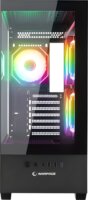 Rampage CALIBRE Midi Torony Számítógépház + 3×120mm RGB ventilátor - Fekete