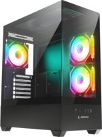 Rampage CALIBRE Midi Torony Számítógépház + 3×120mm RGB ventilátor - Fekete