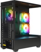 Rampage CALIBRE Midi Torony Számítógépház + 3×120mm RGB ventilátor - Fekete