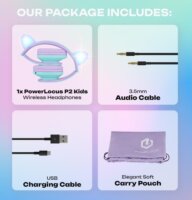 PowerLocus P2 Gyerek Fejhallgató Headset Fülekkel - Lila/Türkiz