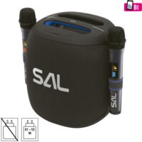 SAL PARCUBE Vízálló Bluetooth hordozható hangszóró + 2db vezeték nélküli mikrofon 100W - Fekete
