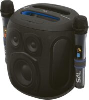 SAL PARCUBE Vízálló Bluetooth hordozható hangszóró + 2db vezeték nélküli mikrofon 100W - Fekete