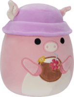 Squishmallows Peter a rózsaszín malac trópusi itallal és sapkával plüssfigura 20cm