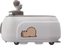 Lábbal hajtós Zenélő bébijárgány LED fénnyel és Kapibara mintával - Szürke