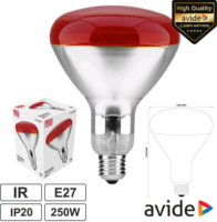 Avide ASIR27-250W-R Infra Izzó 250W E27 - Piros