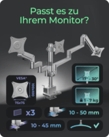 ICY BOX IB-MS525-T 17"-32" Monitor asztali tartó kar - Ezüst (3 kijelző)
