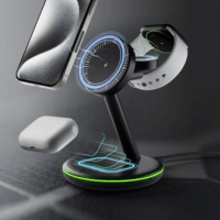 ICY BOX IB-SH102-CH 3in1 Mágneses Töltő Dokkoló 15,5W - Fekete