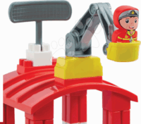 Abrick óriás Autópálya és tűzoltóság építőjáték készlet tároló dobozban - Piros