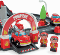 Abrick óriás Autópálya és tűzoltóság építőjáték készlet tároló dobozban - Piros