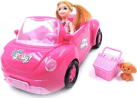 Kabrió autó babával 4 db-os játékszett 27 cm - Pink