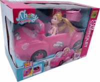 Kabrió autó babával 4 db-os játékszett 27 cm - Pink