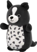Squishmallows HugMees Monty fekete-fehér pöttyös Border Collie plüssfigura 25 cm