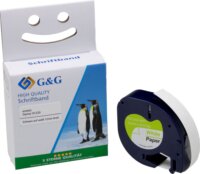 G&G (Dymo 91220 / S0721520) 12mm / 4m Feliratozógép szalag - Fehér alapon fekete