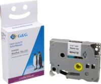 G&G (Brother TZe-231) 12mm / 8m Feliratozógép szalag - Fehér alapon fekete