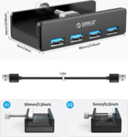 Orico MH4PU-BK USB-A 3.0 Rögzíthető 4-port HUB (4xUSB-A)