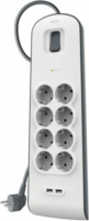 Belkin Surge 250V 2x USB-A túlfeszültségvédő Hálózati elosztó 8 aljzatos 2m - Fehér