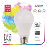 Avide ASG27RGBW-9W-WIFI E27 RGB LED WiFi Okos izzó - Meleg fehér