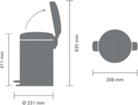 Brabantia Newicon 12L pedálos fém szemetes - Grafit Szürke