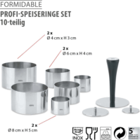 Gefu 12170 Professzionális ételgyűrű formázó készlet 10 darab - Inox