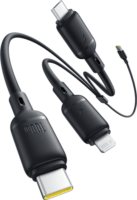 Baseus Rapid USB-A apa - USB-C/Micro-USB/Lightning apa töltő kábel 1.5m - Fekete