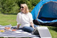 Unold 86517 Vezeték nélküli napelemes Camping ventilátor LED világítással - Szürke