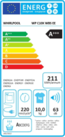 Whirlpool WP C10X WBS EE Hőszivattyús Szárítógép 10kg 211kWh - Fehér