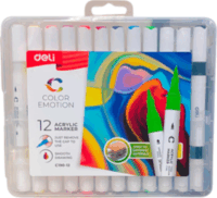 Deli Color Emotion Kétvégű akril marker készlet - Vegyes színek (12 db / csomag)