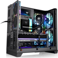 Thermaltake View 390 Air Midi Torony Számítógépház + 2db 120mm RGB ventilátor - Fekete