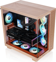 Thermaltake View 380 XL TG Midi Torony Számítógépház + 4db 120mm ARGB ventilátor - Világosbarna