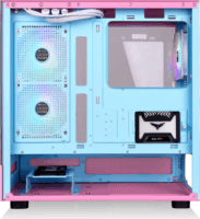 Thermaltake View 270 Plus TG Midi Torony Számítógépház + 3db 120mm ARGB ventilátor - Rózsaszín/Kék