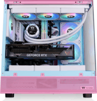 Thermaltake View 270 Plus TG Midi Torony Számítógépház + 3db 120mm ARGB ventilátor - Rózsaszín/Kék