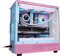 Thermaltake View 270 Plus TG Midi Torony Számítógépház + 3db 120mm ARGB ventilátor - Rózsaszín/Kék