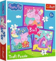 Trefl 34893 - Peppa Malac Mindennapjai 3 az 1-ben 20 - 36 - 50 Darabos Puzzle