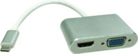 Roline 12.03.3215 USB-C 3.1 apa - HDMI + VGA anya Átalakító Adapter 0.1m - Fehér
