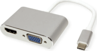 Roline 12.03.3215 USB-C 3.1 apa - HDMI + VGA anya Átalakító Adapter 0.1m - Fehér