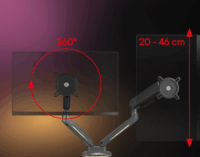 One for All DM8210 17"-45" Monitor asztali tartó kar - Fekete (2 kijelző)