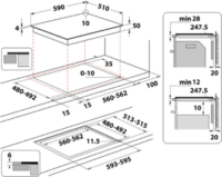 Whirlpool WTX6019DCF Beépíthető 4 Zónás Indukciós Főzőlap 7400 Watt - Fekete