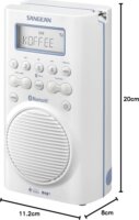 Sangean H-205D BT (Aquatic 205) Bluetooth hordozható Fürdőszobai DAB+ FM Zsebrádió - Fehér / Kék