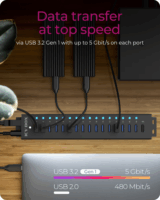 ICY BOX IB-HUB1717-U3 USB-A 3.2 17-port HUB 7,5W (16x USB-A 3.2 + 1x USB-B)