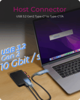 ICY BOX IB-CR602M-C31 USB-C Külső NVMe/SATA M.2 SSD Ház kártyaolvasóval - Fekete