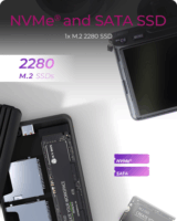 ICY BOX IB-CR602M-C31 USB-C Külső NVMe/SATA M.2 SSD Ház kártyaolvasóval - Fekete