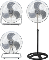 TOO FANS-45-400-B-3IN1 TYPHOON Multifunkciós ventilátor 3 talppal Ø 45cm - Fekete / Ezüst