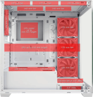 LC-Power LC-715W-ON Midi Torony Számítógépház + 4db 120mm ARGB ventilátor - Fehér