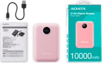 A-Data C100 Powerbank USB-A + Type-C / 10000mAh 20W - Rózsaszín
