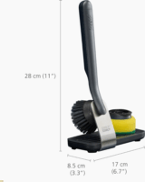 Joseph Joseph 6500011 SkinTech Mosogatókefe és Szivacs készlet acél álvánnyal - Fekete