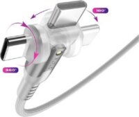 STATIK PowerPivot Pro USB-C/A apa - USB-C apa adat és töltő kábel 2m - Fehér