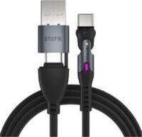 STATIK 360Pro USB-C/A apa - USB-C apa adat és töltőkábel 2m - Fekete