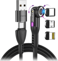 STATIK 360Pro USB-C/A apa - USB-C/MicroUSB/Lightning adat és töltőkábel 2m - Fekete